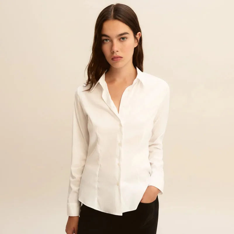 Camicia tempo basic stretch fit EMME MARELLA — dettaglio tessuto | WEMAX