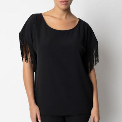 Blusa Girocollo a Mezza Maniche con Frange GIULIA VALLI