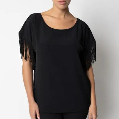 Blusa Girocollo a Mezza Maniche con Frange GIULIA VALLI
