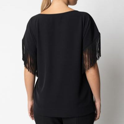 Blusa Girocollo a Mezza Maniche con Frange GIULIA VALLI