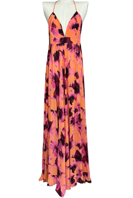 Abito lungo fantasia floreale con stola MAESTA