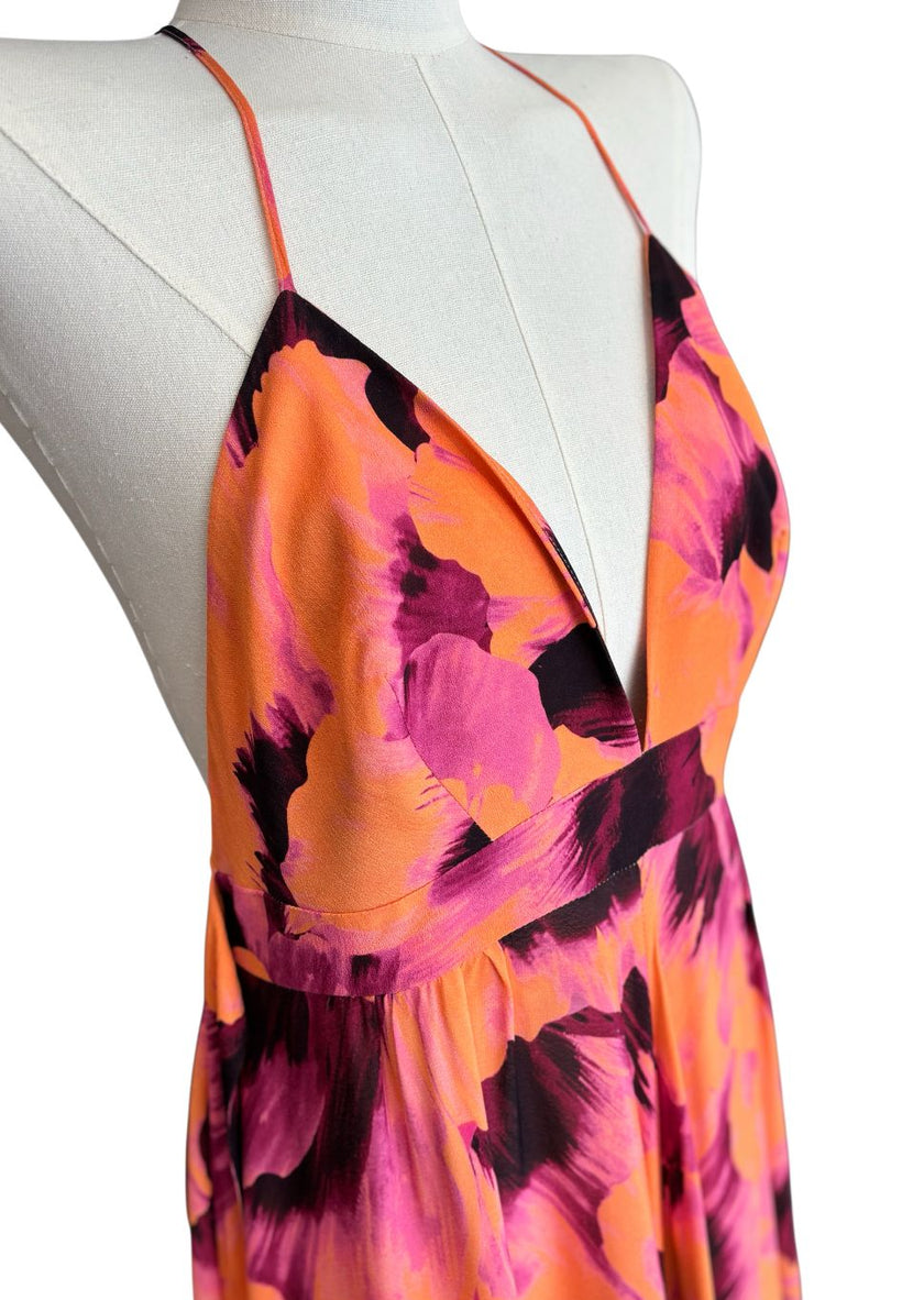 Abito lungo fantasia floreale con stola MAESTA