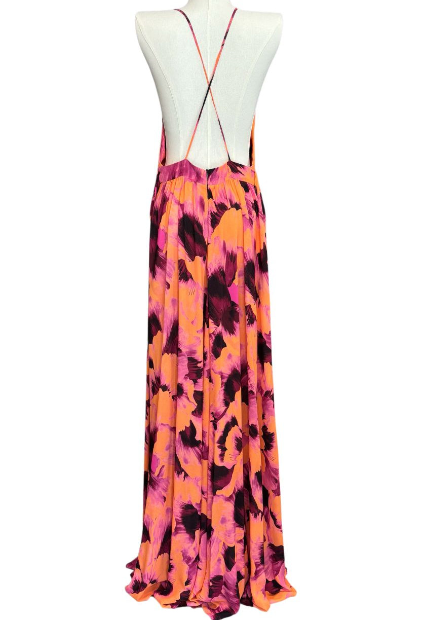 Abito lungo fantasia floreale con stola MAESTA