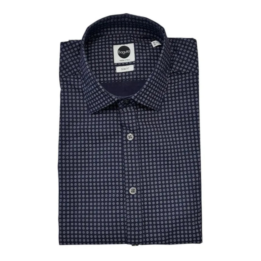 Camicia BERLINO/04014 con fantasia e bottoni a contrasto BAGUTTA