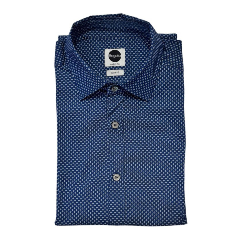 Camicia BERLINO/04241 con micro fantasia a rombi BAGUTTA