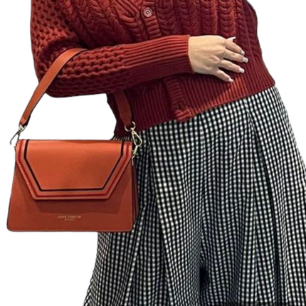 Borsa in pelle con cuciture a contrasto