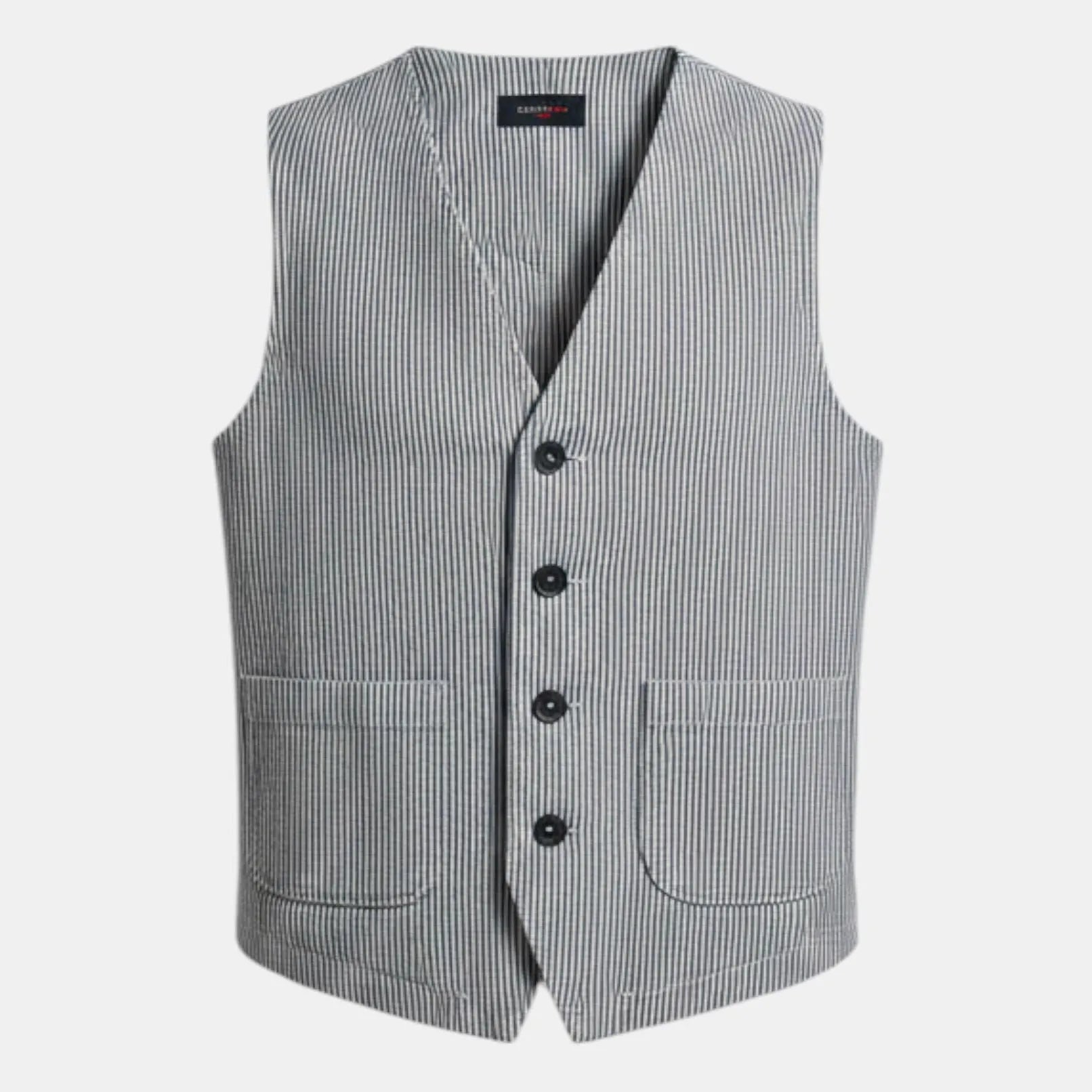 GILET SARTOIALE MODELLO RIGATO MONOPETTO