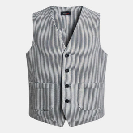 GILET SARTOIALE MODELLO RIGATO MONOPETTO