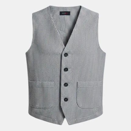 GILET SARTOIALE MODELLO RIGATO MONOPETTO