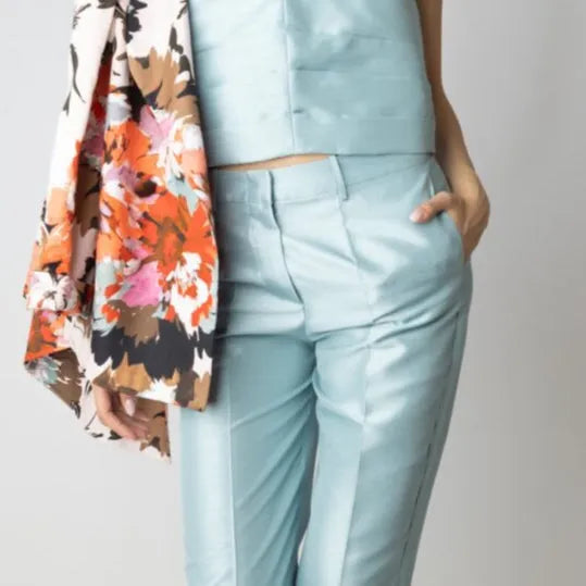 Pantalone Regular con Fondo Capri in Shantung TOLERANCE