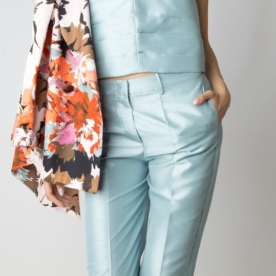 Pantalone Regular con Fondo Capri in Shantung TOLERANCE