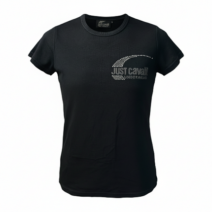 T-SHIRT CAVALLI1 CON LOGO STRASS