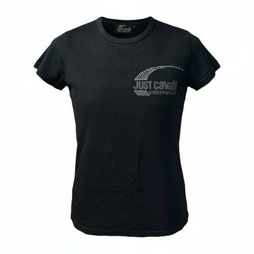 T-SHIRT CAVALLI1 CON LOGO STRASS
