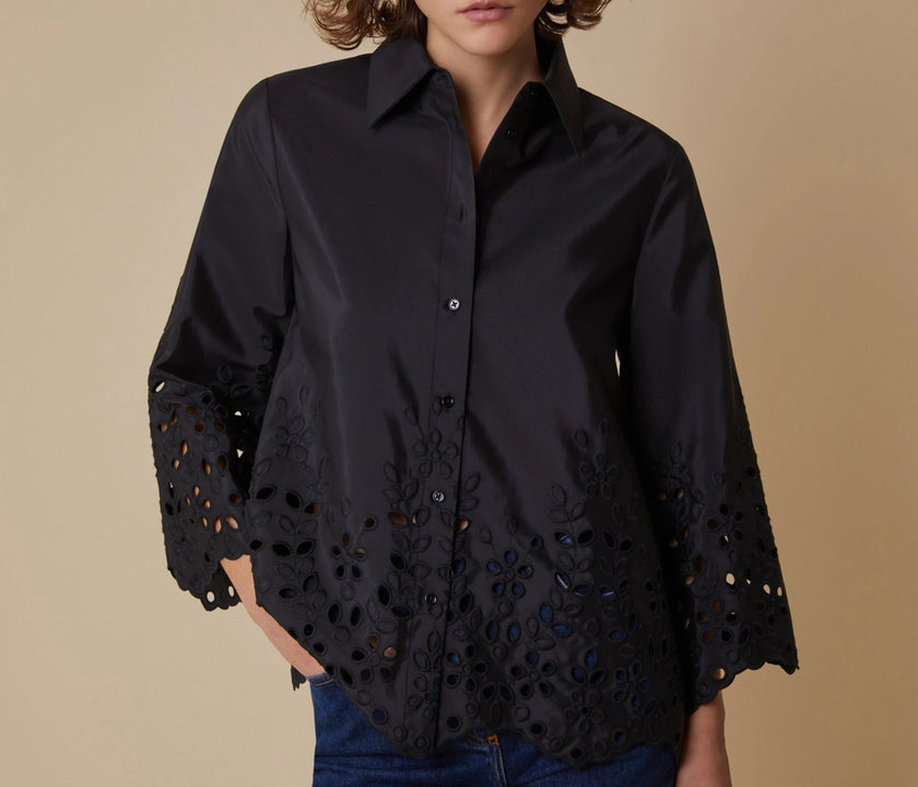 Camicia in Taffettà con Ricami Sangallo PENNYBLACK