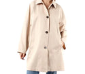 Impermeabile Midi Basic Collo Piccolo con Bottoni e Tasche a Filo