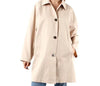 Impermeabile Midi Basic Collo Piccolo con Bottoni e Tasche a Filo