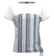 T-Shirt Bicolore con Fantasia con Nodo Laterale