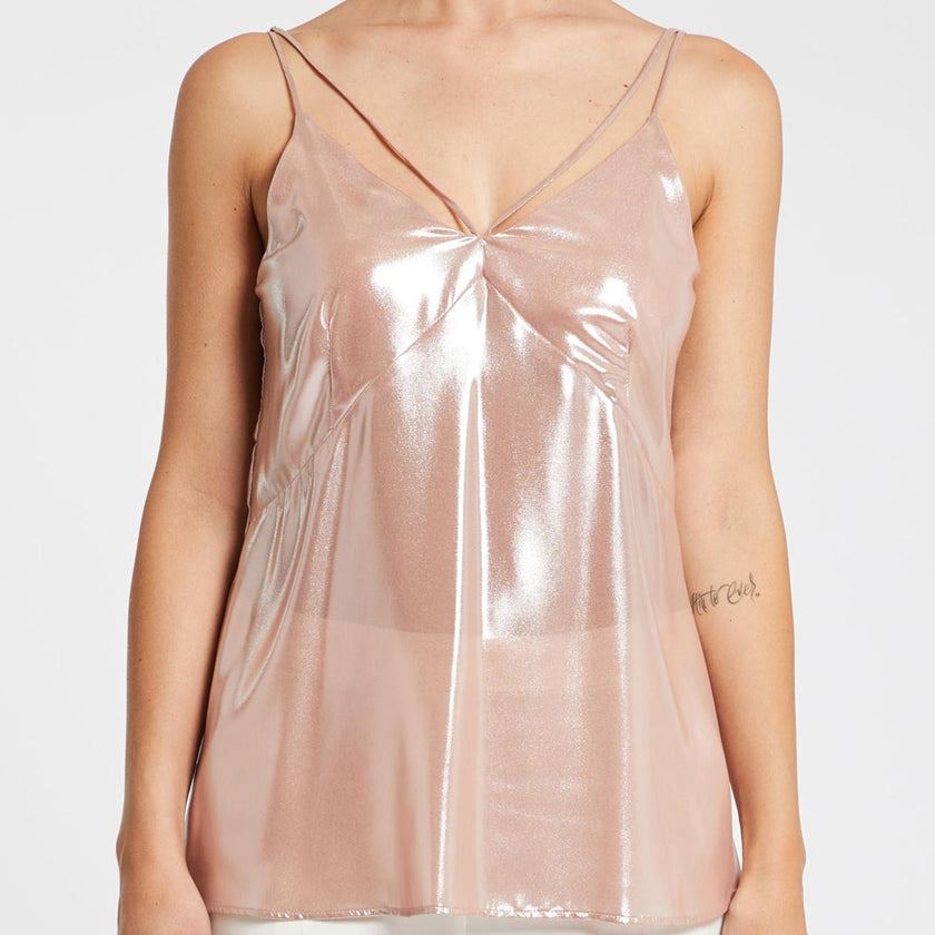 Top in Georgette Laminata con Doppie Spalline Sottili PENNYBLACK