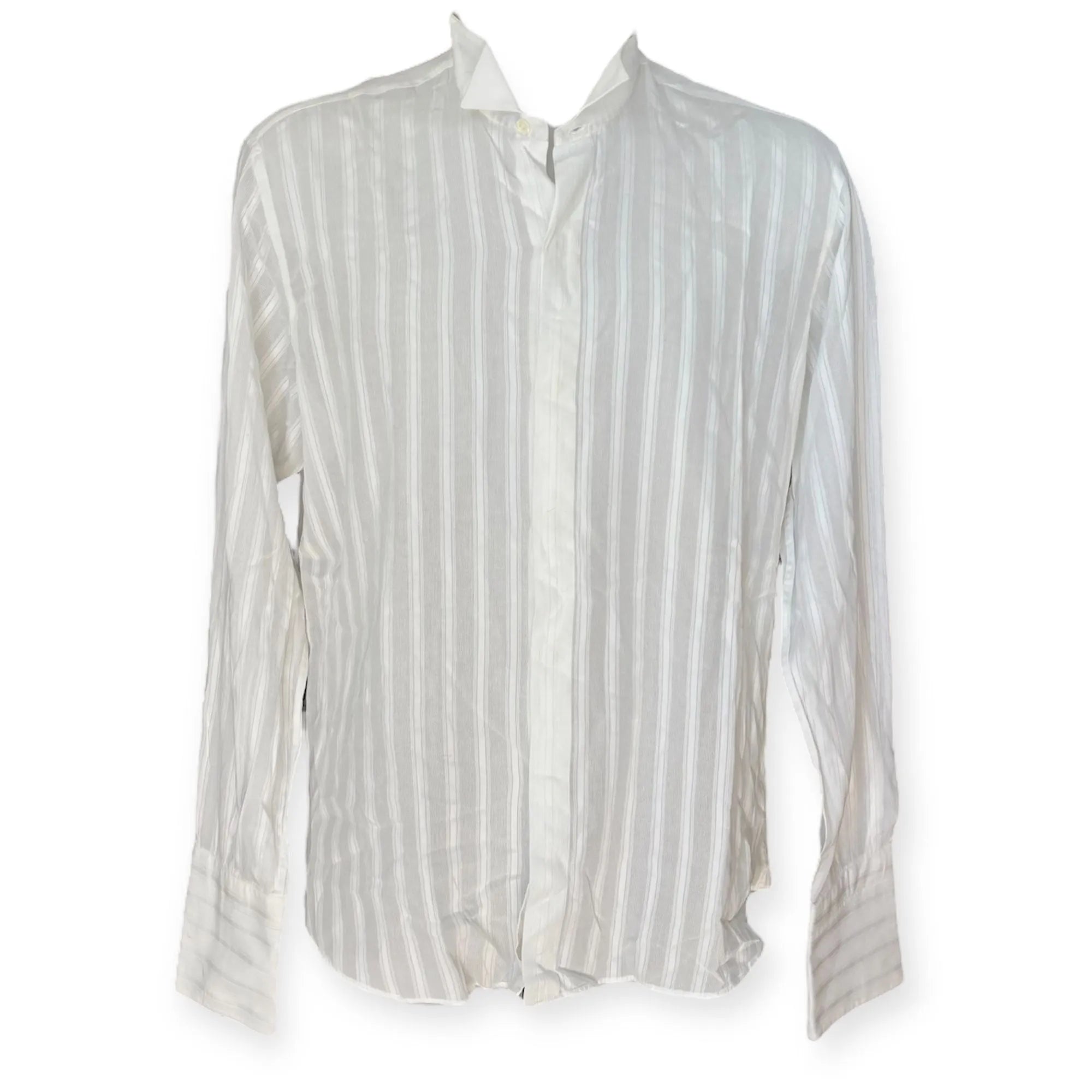 Camicia con motivo a righe e bottoni nascosti GIANFRANCO FERRE