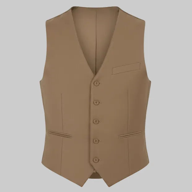 Gilet GL597 TVP11 monopetto cotone e lino BERNESE, Beige — vista frontale | WEMAX
