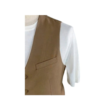 Gilet GL597 TVP11 monopetto cotone e lino BERNESE, Beige — dettaglio tessuto | WEMAX