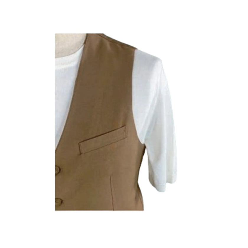 Gilet GL597 TVP11 monopetto cotone e lino BERNESE, Beige — dettaglio tessuto | WEMAX