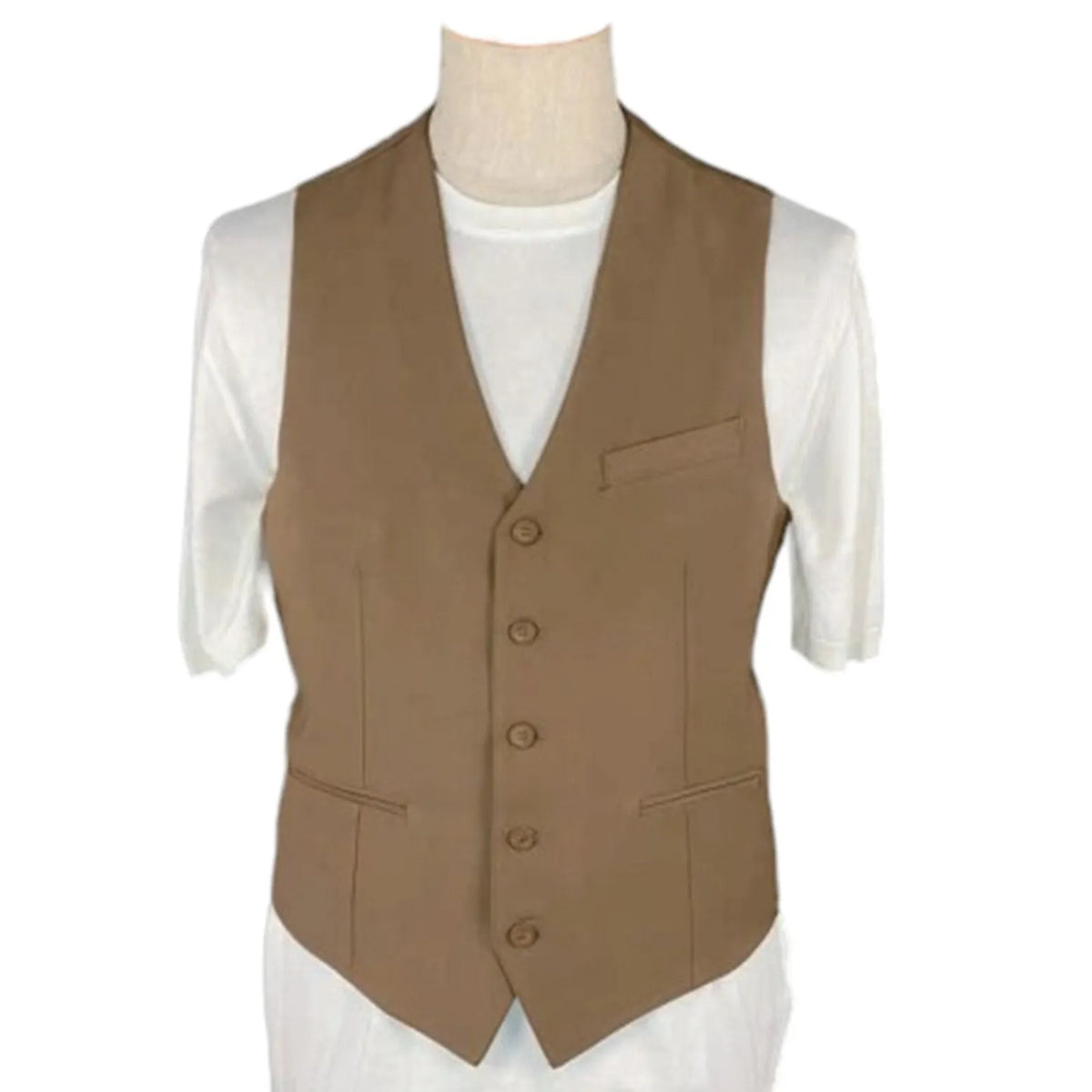 Gilet GL597 TVP11 monopetto cotone e lino BERNESE, Beige — vista retro/laterale | WEMAX