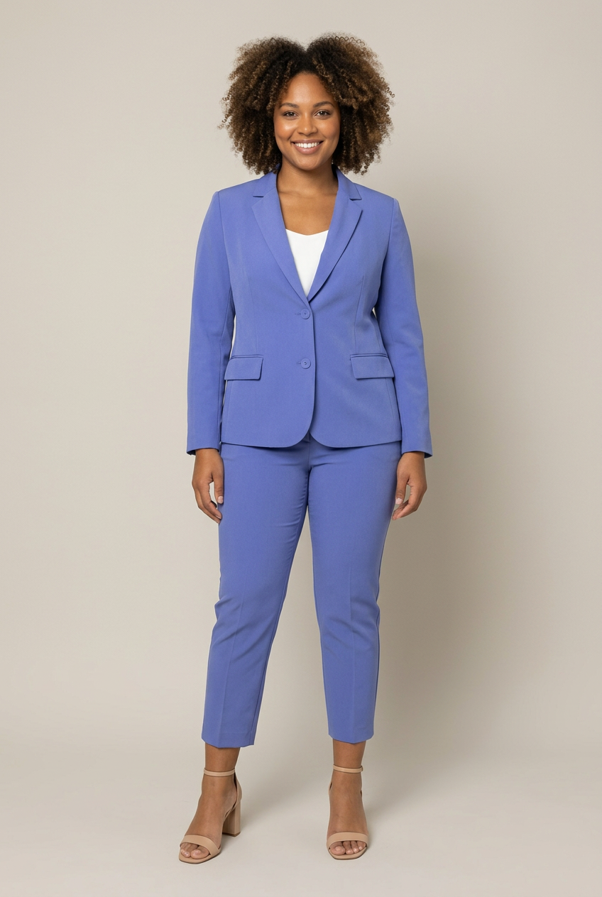 Tailleur GE020T indossato da modella curvy