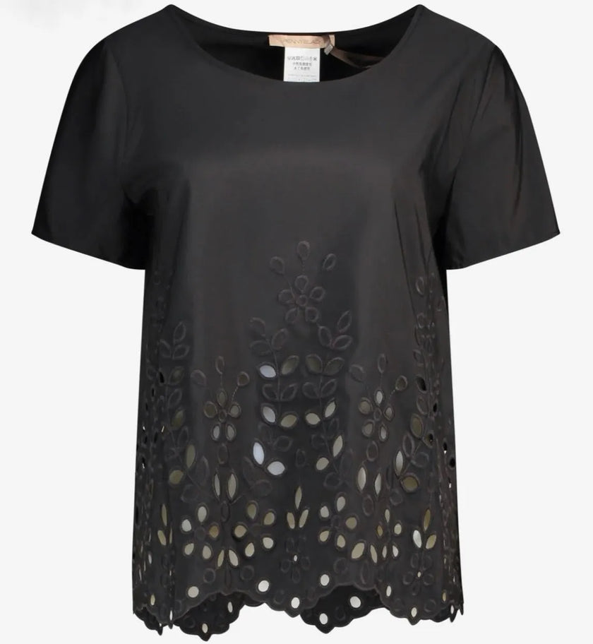 T-shirt Mezza Manica con Ricami Sangallo