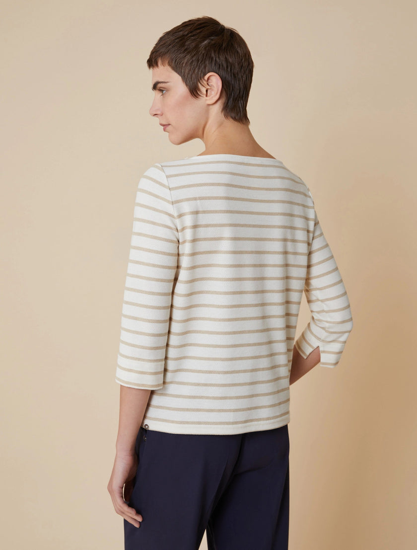 Maglia Scollo a Barca Rigata con Manica a 3/4 PENNYBLACK