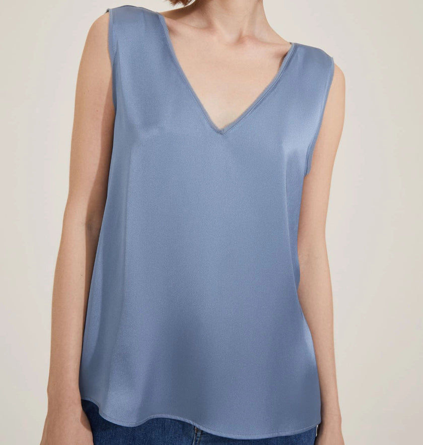 Top Giromanica a Spalla Larga in Raso con Bordi Sfrangiati EMME MARELLA