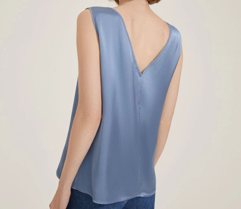 Top Giromanica a Spalla Larga in Raso con Bordi Sfrangiati EMME MARELLA