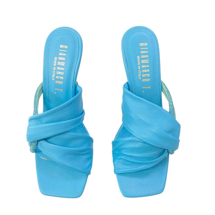 Sandalo in pelle con fascia con strass
