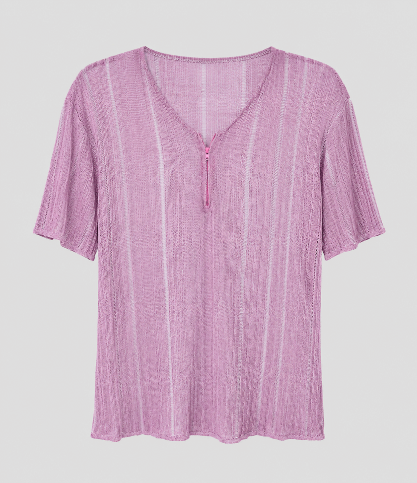 Maglia con Collo a Punta e Traforata