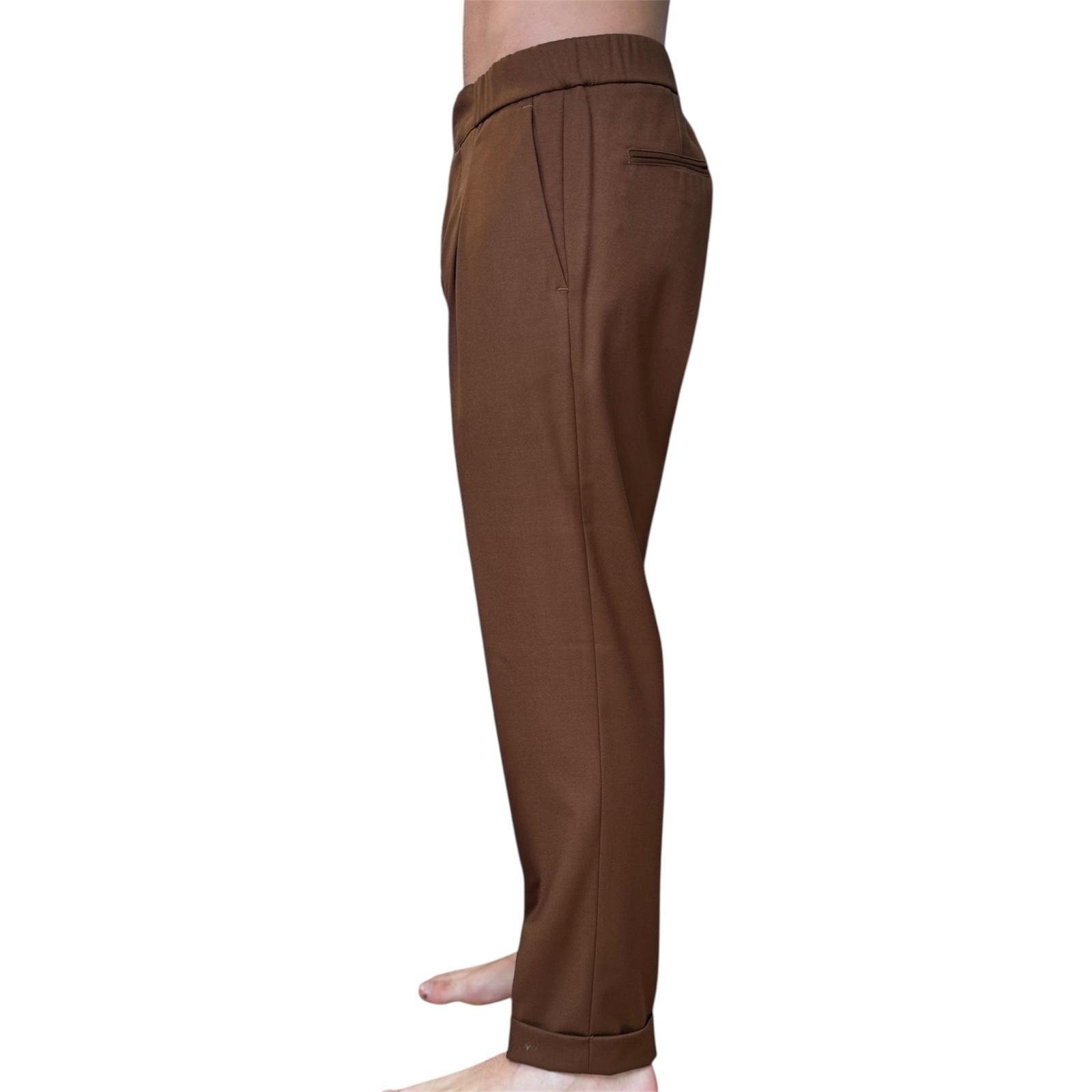Pantalone con risvolto ed elastico in vita ELIO SANTINI