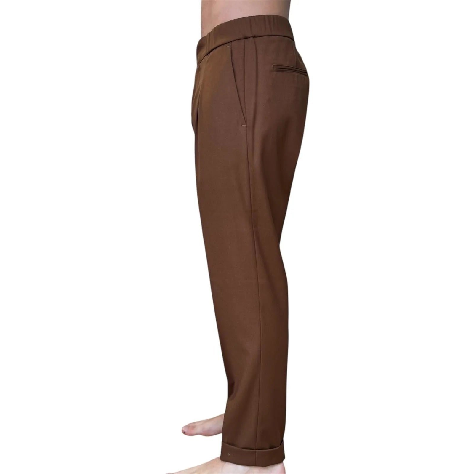 Pantalone con risvolto ed elastico in vita ELIO SANTINI