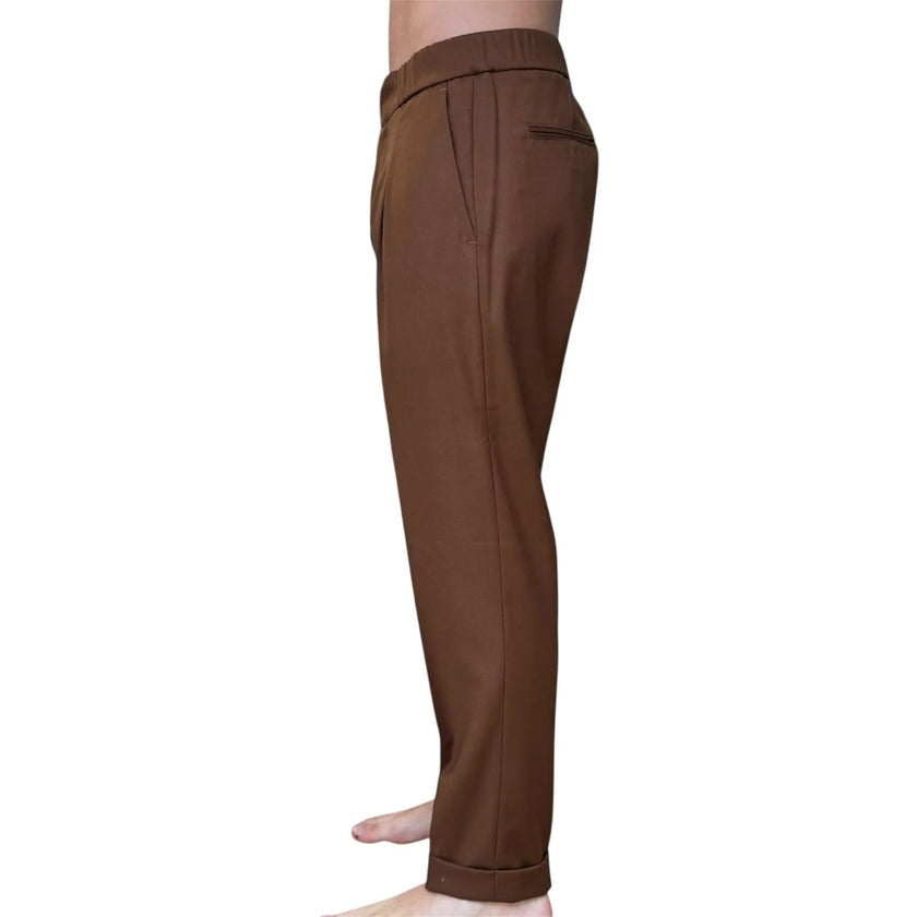 Pantalone con risvolto ed elastico in vita ELIO SANTINI