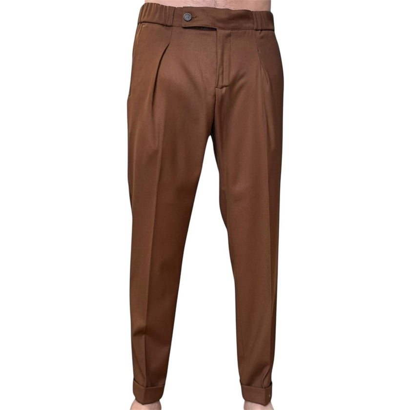 Pantalone con risvolto ed elastico in vita ELIO SANTINI