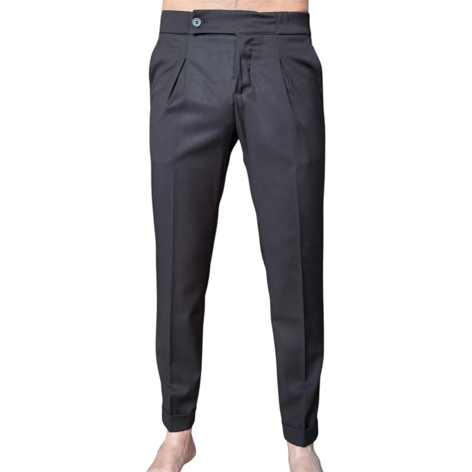 Pantalone con risvolto ed elastico in vita ELIO SANTINI