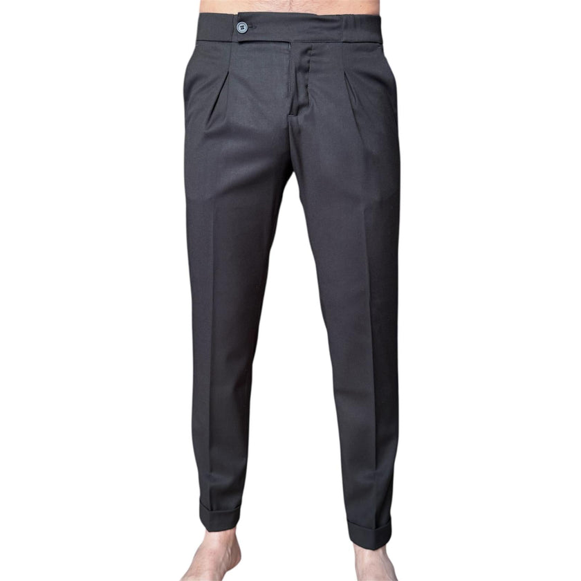 Pantalone con risvolto ed elastico in vita ELIO SANTINI