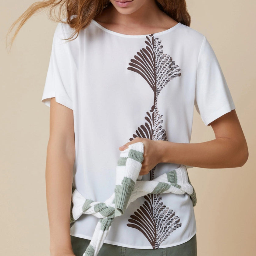 T-Shirt con Palme con Micro-Strass PENNYBLACK