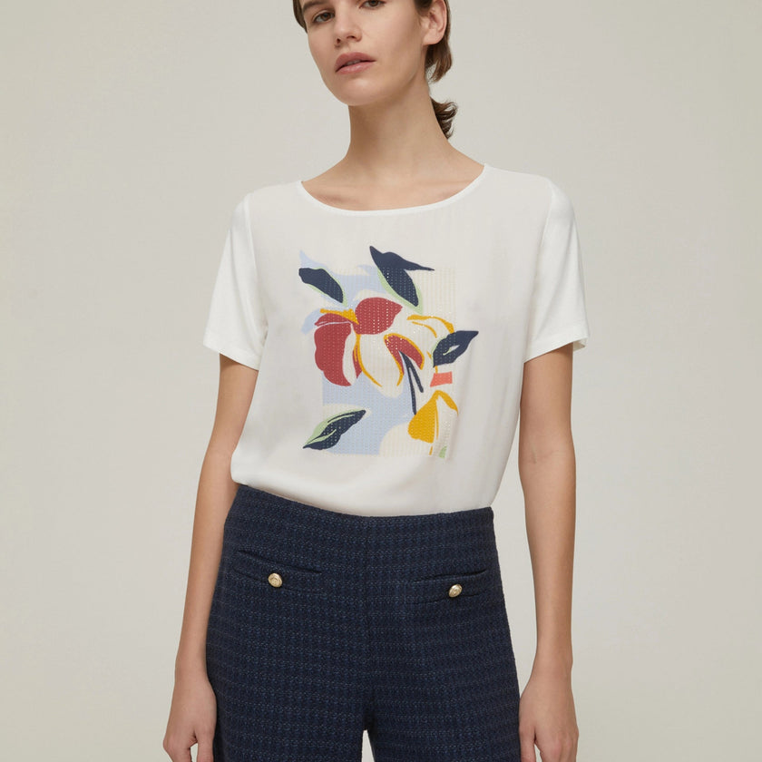 T-Shirt in Jersey con Stampa e Punti Luce PENNYBLACK