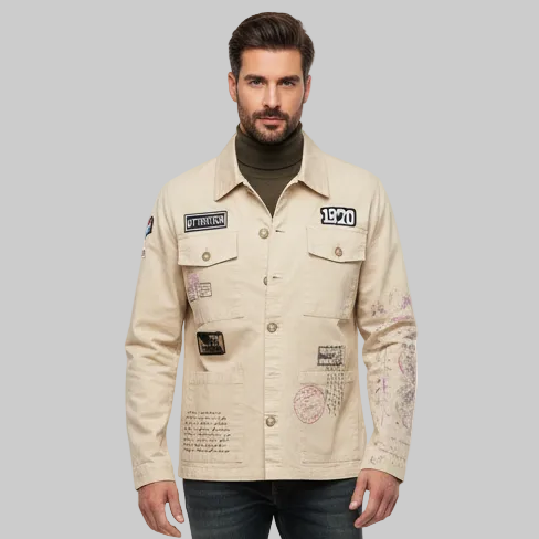 Giacca OS50 Sahariana con Stampe & Toppe Applicate