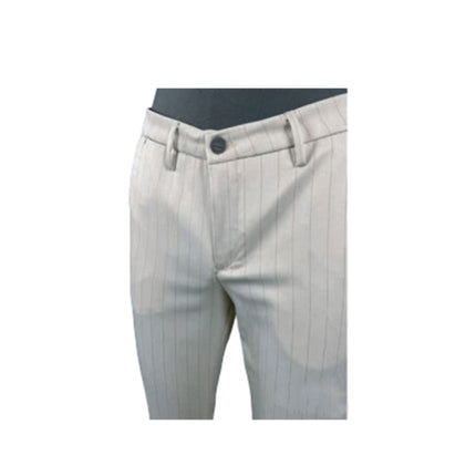 Pantalone Uomo Slim Gessato Risvolto al Fondo