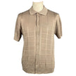 Polo Uomo Cardigan in Maglia MIcro Traforata BERNESE, Beige — vista frontale | WEMAX