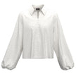 Camicia SESTO con Bottoni , Scollo a V , Polsi Elastici e Dettagli in Strass
