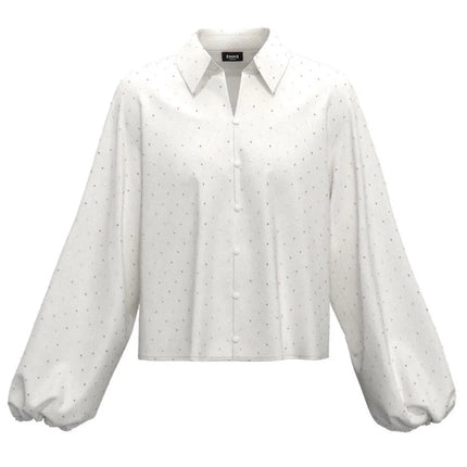 Camicia SESTO con Bottoni , Scollo a V , Polsi Elastici e Dettagli in Strass EMME MARELLA — vista frontale | WEMAX