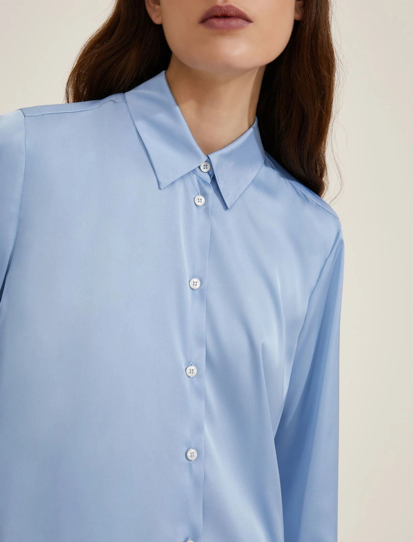 Camicia SONETTO Basic a Manica Lunga in Raso con Collo Piccolo