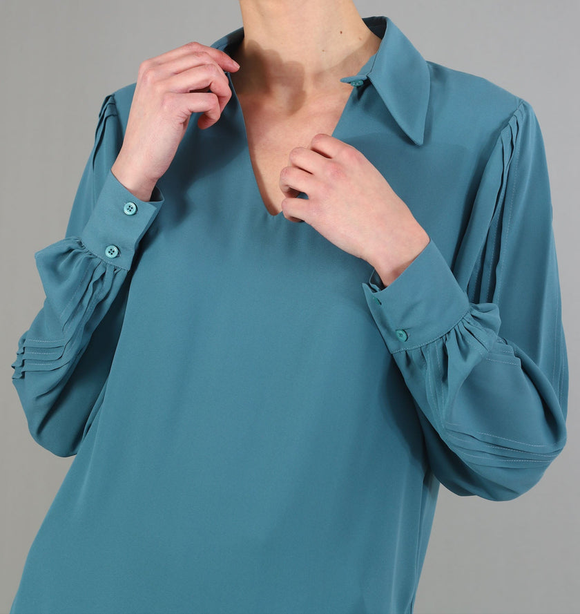 Blusa Scollo V con Collo Camicia FEDERICA ERRE