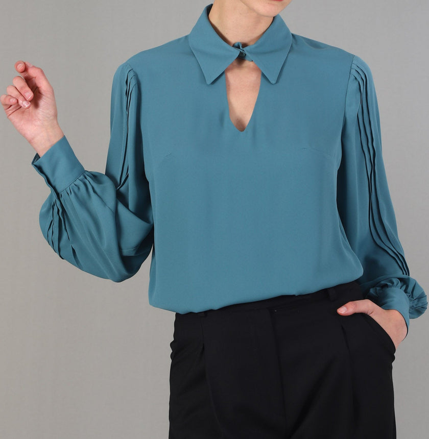 Blusa Scollo V con Collo Camicia FEDERICA ERRE